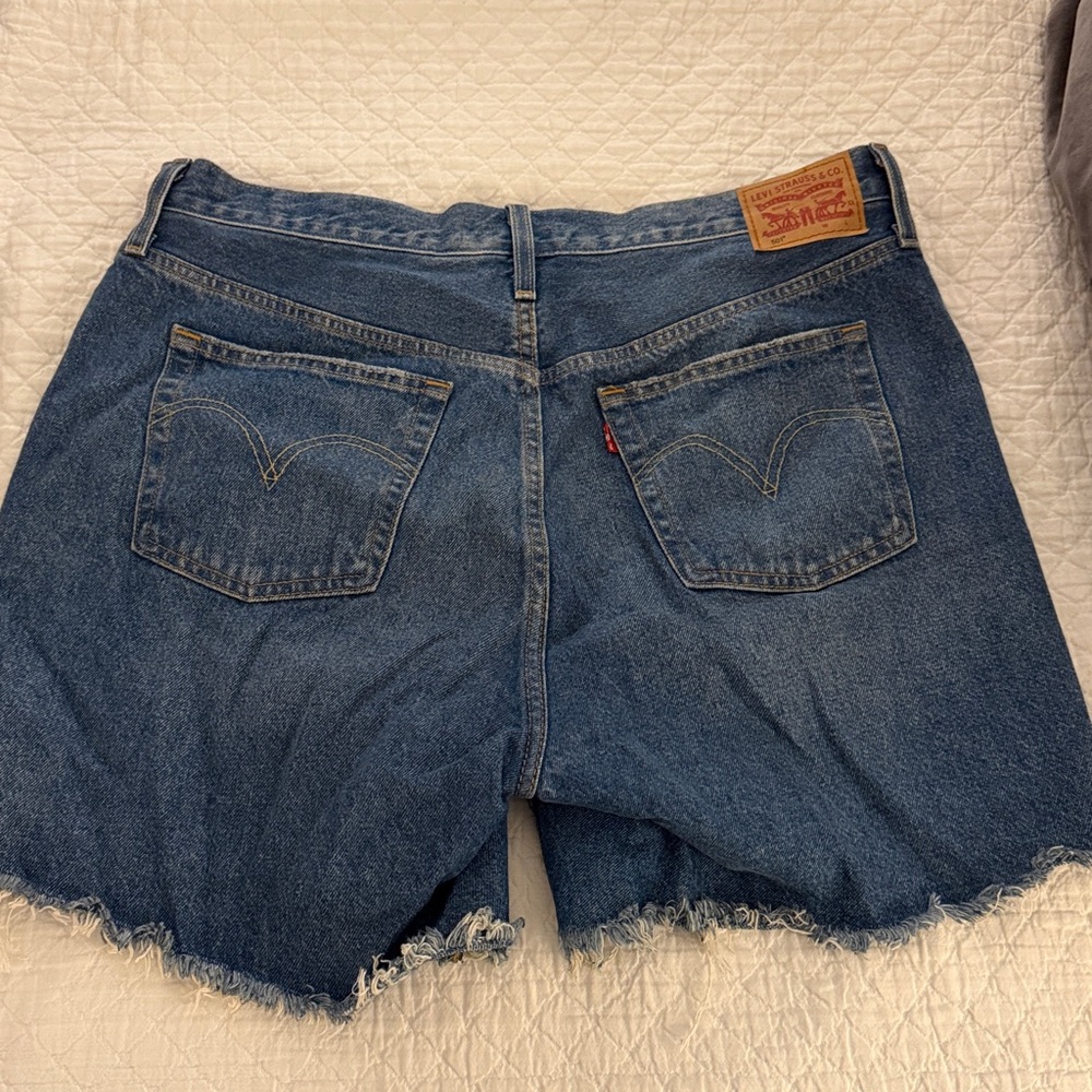 Levi's Blue Distressed Jean Shorts - Picture 2 of 4